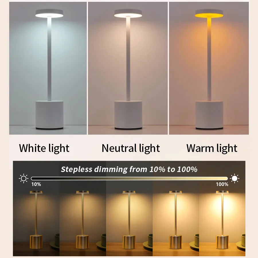 Classic Table Lamp USB Rechargeable Night Light Stepless Dimming Touch Desk Lamp 3 Colors Bedside Lamp Bar Hotel Decoration - TechSmartX