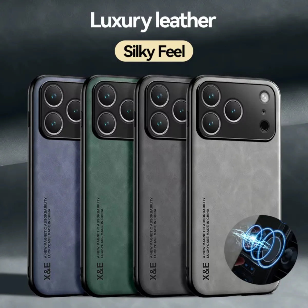 Leather  Phone Case  for APPLE IPhone 17 Air 16 15 14 13 Pro Max 16e Cover Metal Plate for Magnetic Car Mount (NOT INCLOUED)