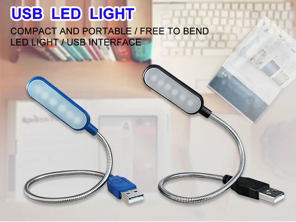 1PC Mini USB LED Light Book Light Flexible Reading Lamp Portable Night Light For Power Bank Laptop Notebook PC Computer - TechSmartX