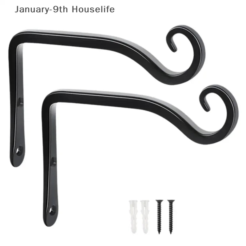 Wall Hanging Basket Iron Flower Pot Plant Support Hanger Hook Indoor Outdoor Home Garden Hanging Lantern Decoration - TechSmartX