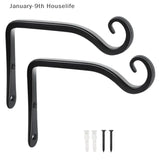 Wall Hanging Basket Iron Flower Pot Plant Support Hanger Hook Indoor Outdoor Home Garden Hanging Lantern Decoration - TechSmartX