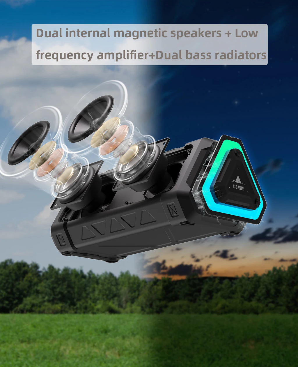 MLOVE P3 Outdoor Bluetooth Speaker, 40W Output Power Bluetooth 5.3 Speaker ,Stereo Sound IPX7 Waterproof,Micro SD Card,RGB Light - TechSmartX