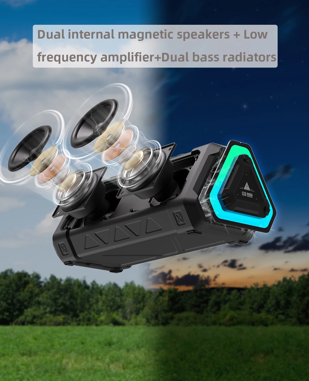 MLOVE P3 Outdoor Bluetooth Speaker, 40W Output Power Bluetooth 5.3 Speaker ,Stereo Sound IPX7 Waterproof,Micro SD Card,RGB Light - TechSmartX