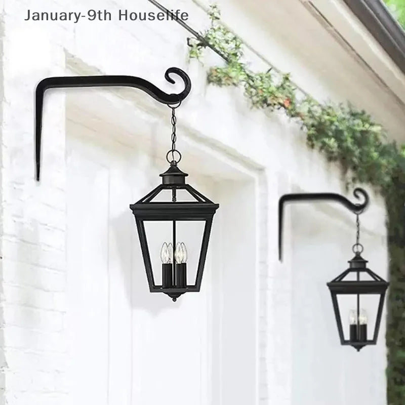 Wall Hanging Basket Iron Flower Pot Plant Support Hanger Hook Indoor Outdoor Home Garden Hanging Lantern Decoration - TechSmartX