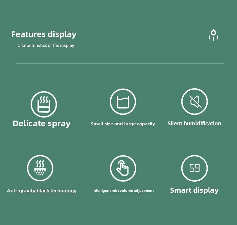 Anti-Gravity Humidifier New Ultrasonic Humidifier with Dual Power-Off Protection Large Capacity Air Humidifierw for Home/Office - TechSmartX