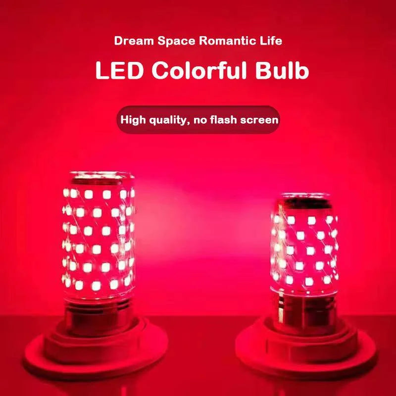 Bulb E27 LED Colorful Corn Bulb 12W Pink Red Blue Green Purple Golden 7Colors Lamp AC 220V Bulb Chandelier Decoration - TechSmartX