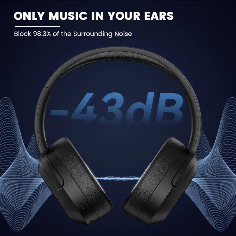 Edifier W820NB Plus Wireless Noise Cancelling Headphones 43dB ANC Hi-Res LDAC Codec 49hrs Playtime Over-Ear Bluetooth Headset - TechSmartX