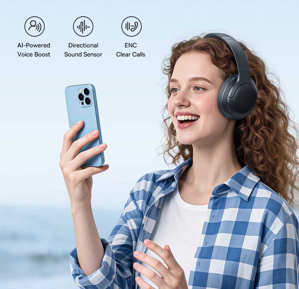 Baseus Wireless Headphones Bluetooth 5.3 HIFI Level Earphone 40mm Driver Foldable Over Ear Headsets 70H Playtime Spatial Audio - TechSmartX
