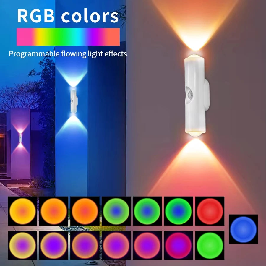 Double-head LED Night Light with Motion Sensor RGB Rechargeable Magnetic Wall Lamp Mood Ambient Light for Cabinet Hallway Stair - TechSmartX