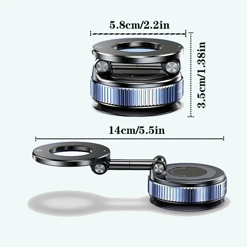 Vacuum magnetic phone holder, Magsafe suction cup phone holder, 360 ° adjustable magnetic phone holder, pocket sized foldable - TechSmartX