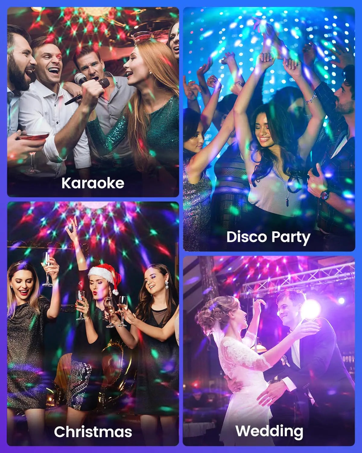 RGB Sound Activated LED Disco Ball Light Rotating DJ Stage Lamp with Remote Control for Home Car Party Club Christmas Decoration - TechSmartX