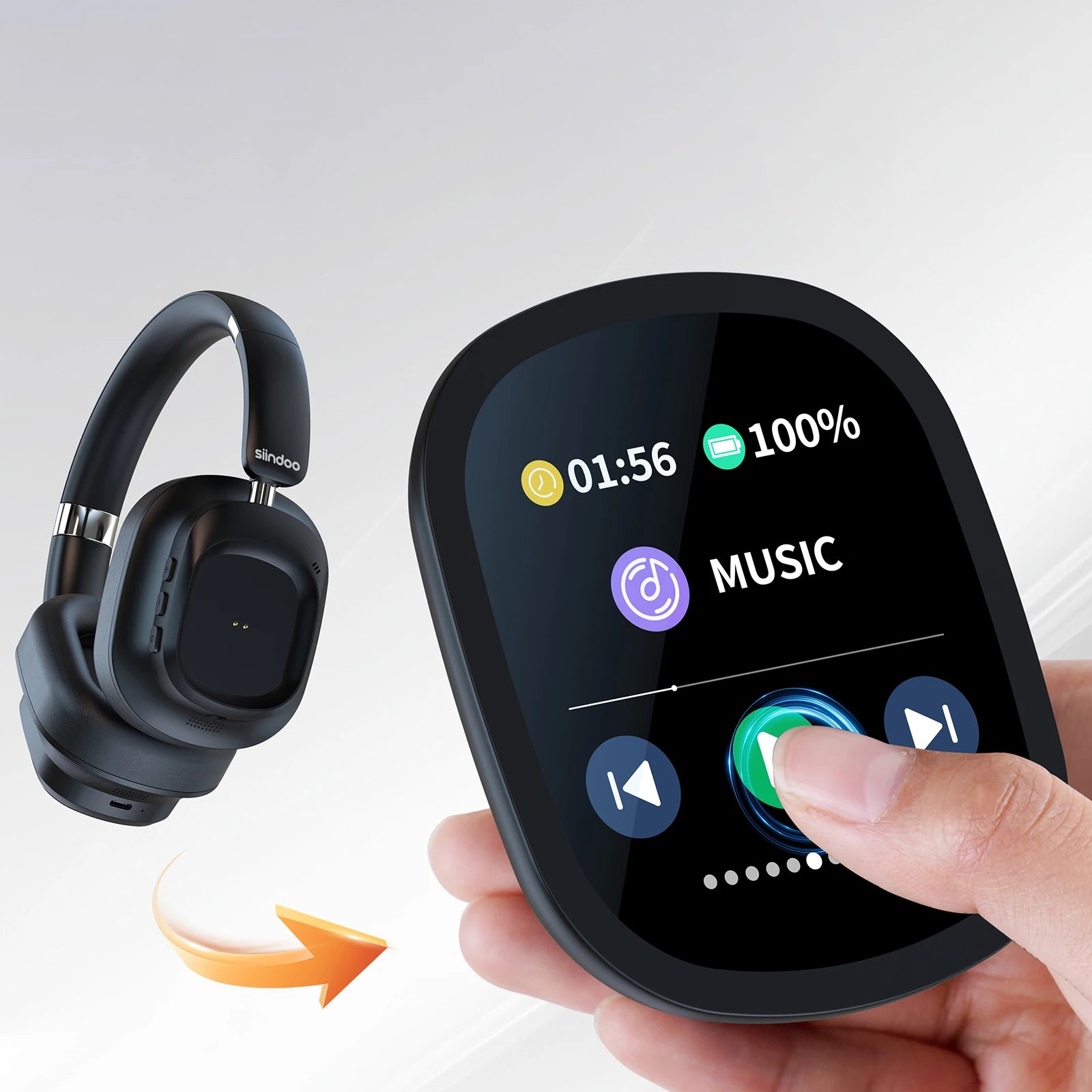Siindoo NEWEST ANC930Plus Hybrid ANC Wireless Headphone, With Multi Magnetic Touch Control LED Screen AND APP Download 1GB MP3 - TechSmartX