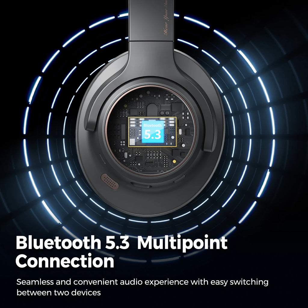 SoundPEATS Space Headphones Bluetooth 5.3 Hybrid Active Noise Cancelling Wireless Headphone,123H Play,Mic,Multipoint Connection - TechSmartX