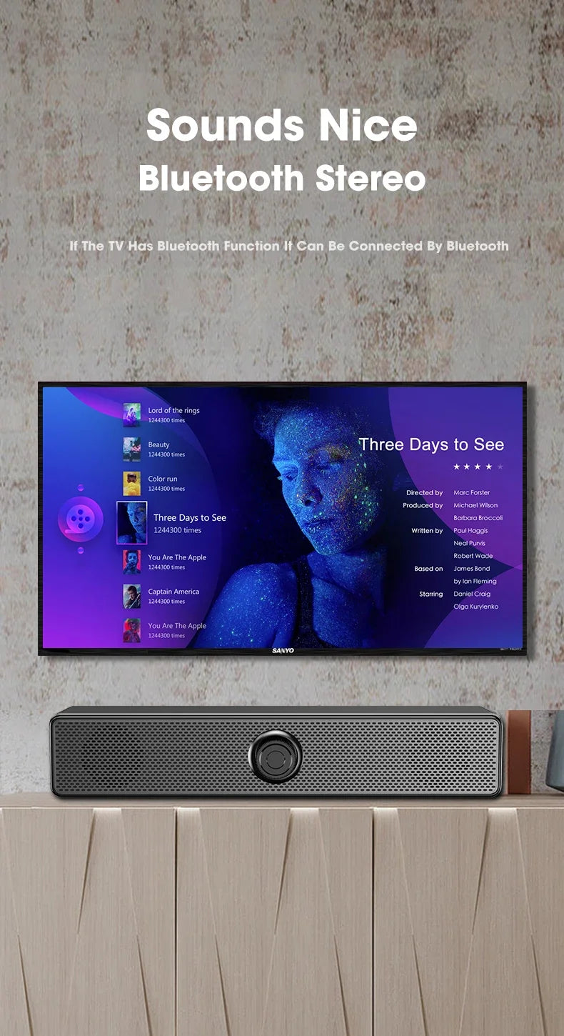 PC Soundbar Wired and  Bluetooth Speaker USB Powered Soundbar for TV Pc Laptop Gaming Home Theater Surround Audio System - TechSmartX