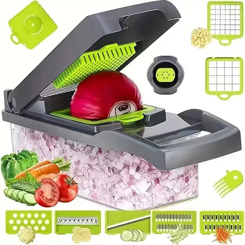 Multifunctional vegetable chopper 14 in one chopper handle food grate chopper kitchen vegetable slicer dicing machine cutting - TechSmartX