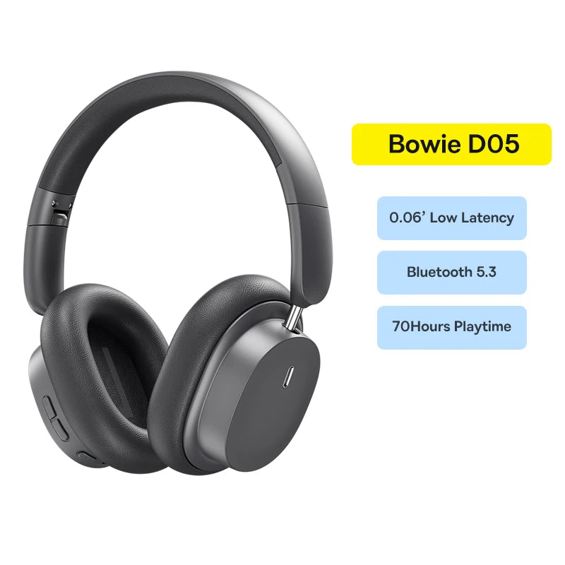 Baseus Wireless Headphones Bluetooth 5.3 HIFI Level Earphone 40mm Driver Foldable Over Ear Headsets 70H Playtime Spatial Audio - TechSmartX