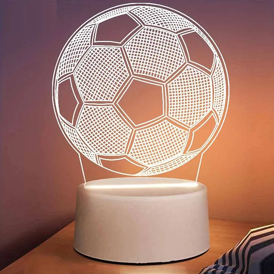 LED 3D Football Theme Table Lamp USB Plug Bedroom Bedside Creative Book Lamp Sports Enthusiasts Gift Decorative Night Light - TechSmartX