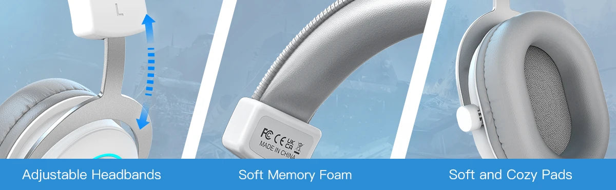 FIFINE RGB Gaming Headset with 7.1 Surround Sound/3-EQ/MIC,Over-ear Headphone with In-line Control for PC PS4 PS5 Ampligame-H6W - TechSmartX