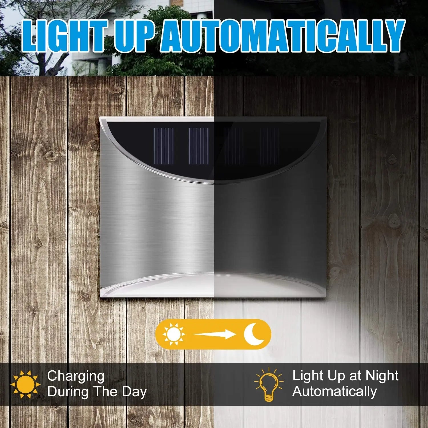 Outdoor Solar Powered LED Wall Light, Sconce Solar 4 LEDs Wall Lamp for Garden, Stair, Step, Patio,Yard Lighting,IP65 Waterproof - TechSmartX