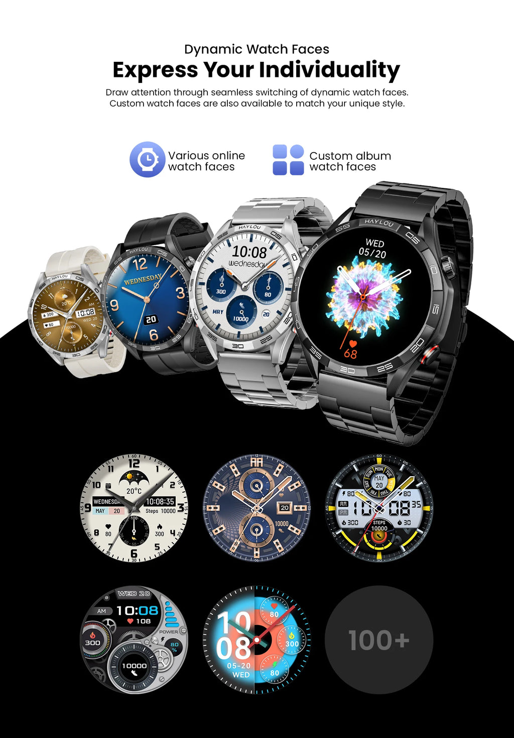 HAYLOU Solar 5 Voice Calling Smartwatch 1.58'' AMOLED Display 60Hz Smart Watch 24H Health Monitoring Sports Smartwatch for Men - TechSmartX