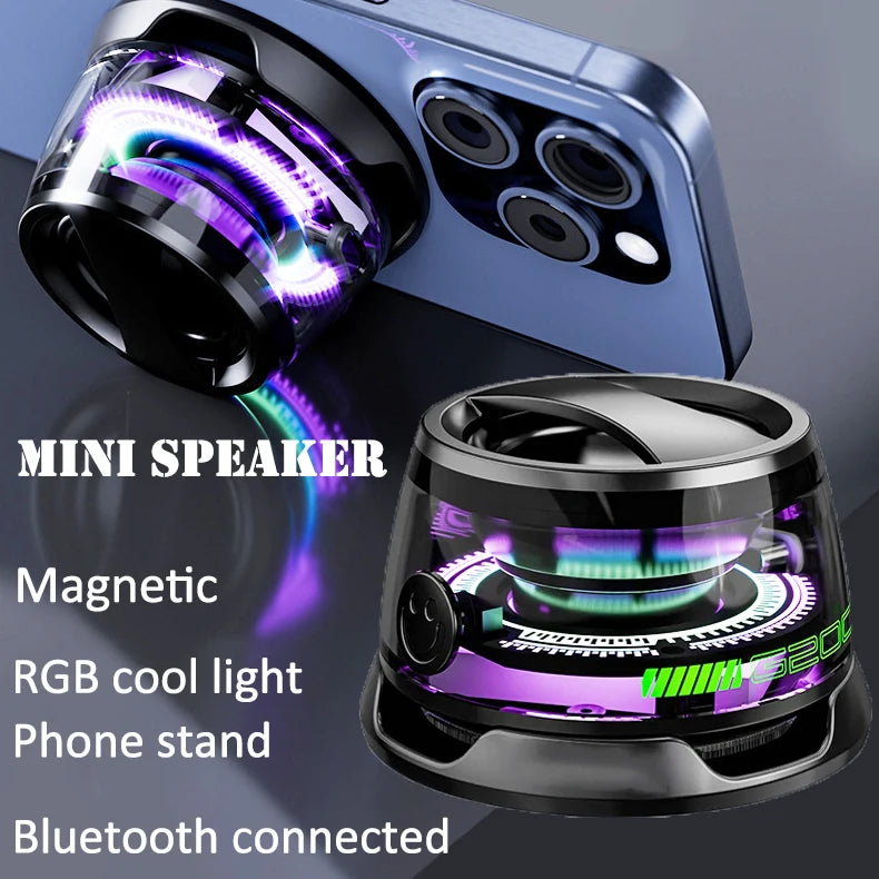 Mini Bluetooth Speaker Portable Phone Holder RGB Lighting Magnetic Speaker BT5.3 Mini Sound Box 7 Hours Playback Easy to carry - TechSmartX