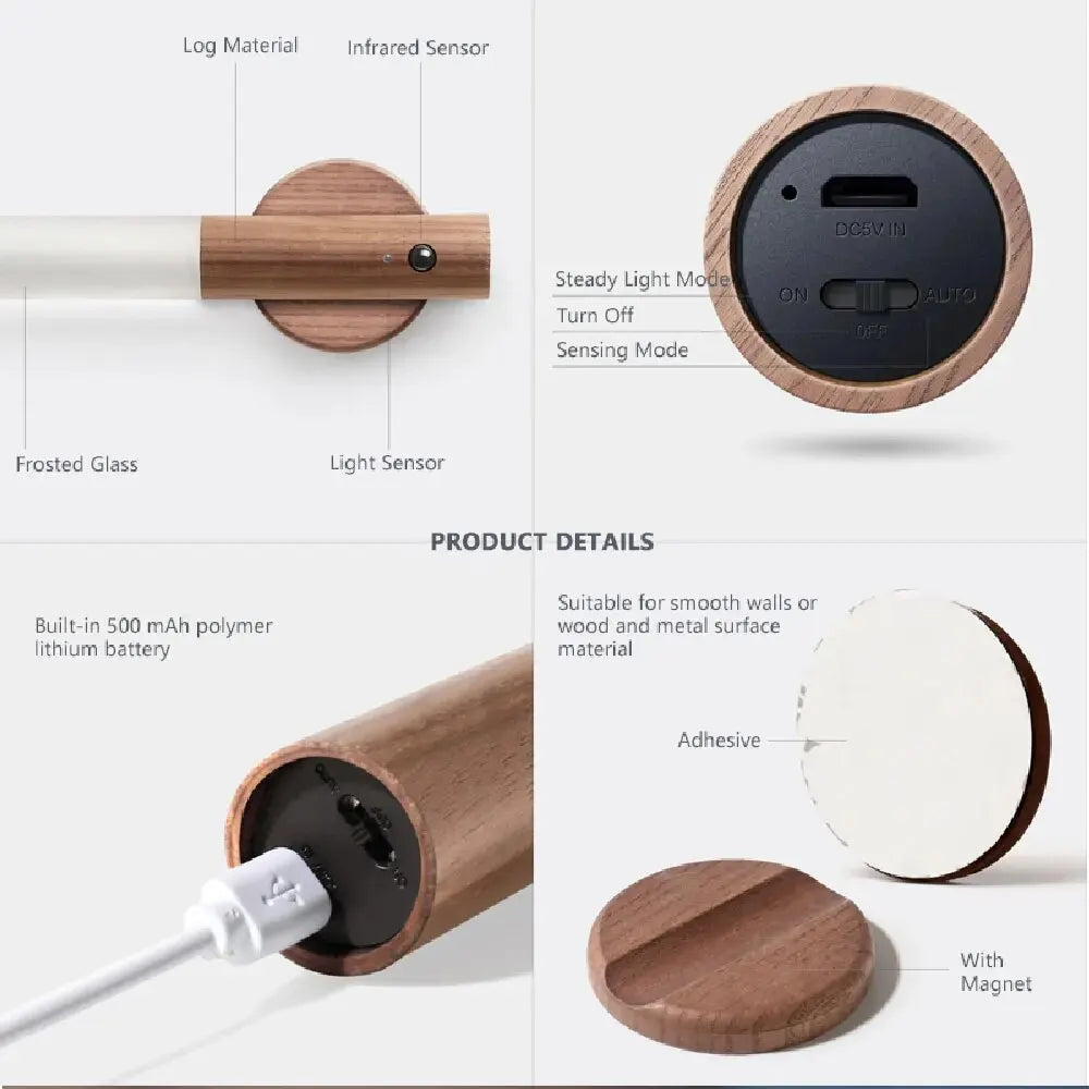 LED Night Light USB Charging Intelligent Human Induction For Bedside Cabinet Home Wardrobe Lighting Motion Sensor Light Led Lamp - TechSmartX