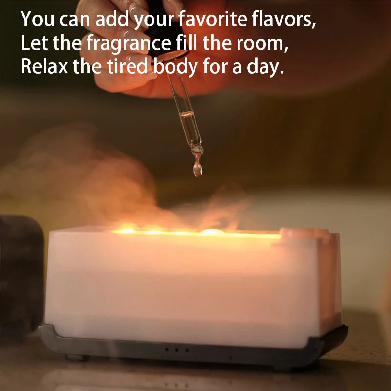 Flame Aroma Diffuser,Fragrance Essential Oil Diffuser Humidifier,with 3D Flame Night Light 120mL for Bedroom, Home and Office - TechSmartX