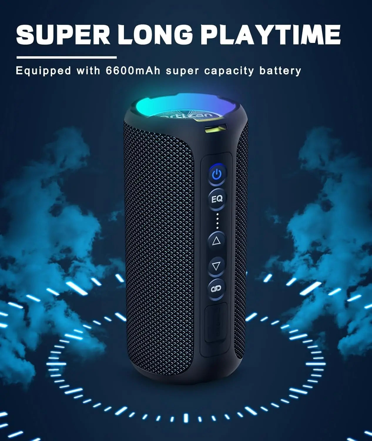 Ortizan X8 Pro Bluetooth Speaker Portable with 40W Stereo Sound,Rich Bass,IPX7 Waterproof, 30H Playtime, Mixed Color Lights,3 EQ - TechSmartX