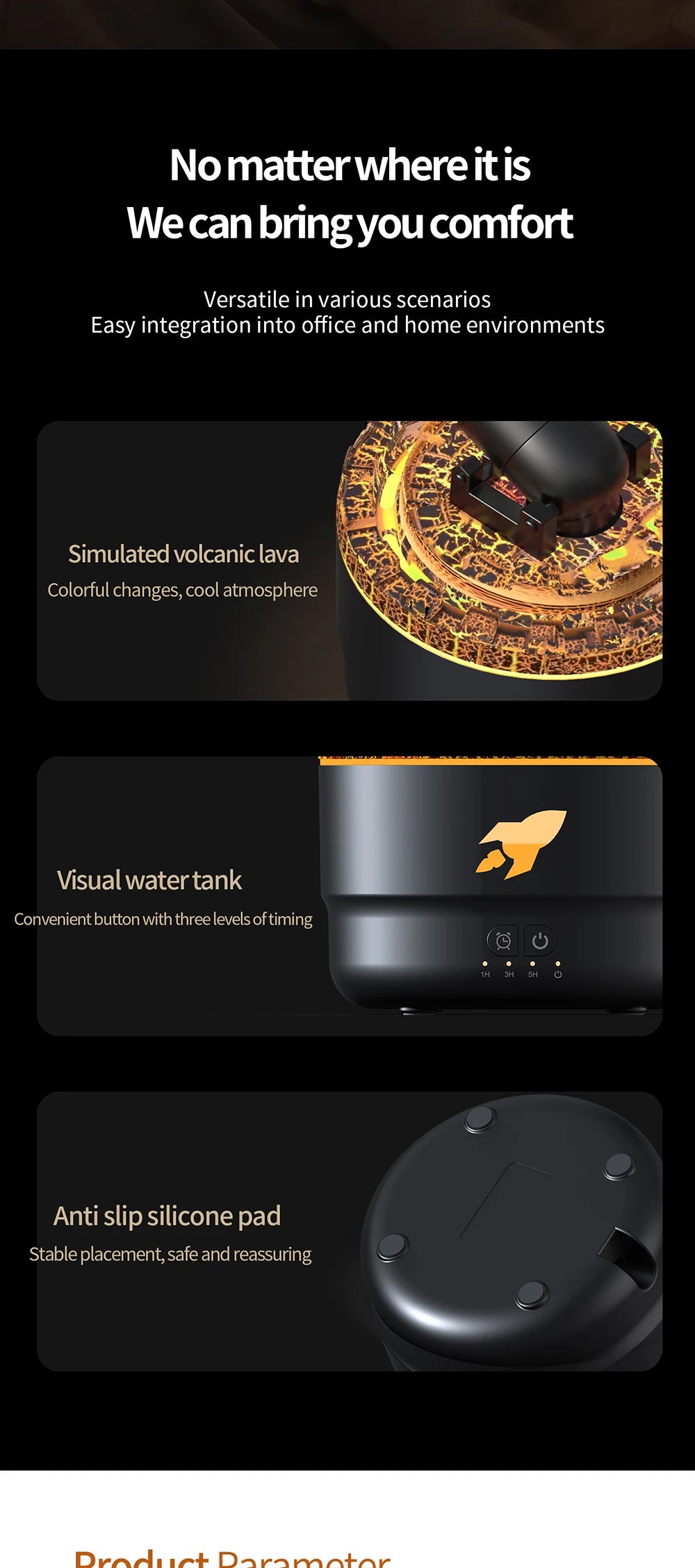 Creative Volcanic Crack Light Artillery Air Humidifier Aromatherapy Diffuser for Home Desktop Ring Spray Electric Aroma Diffuser - TechSmartX