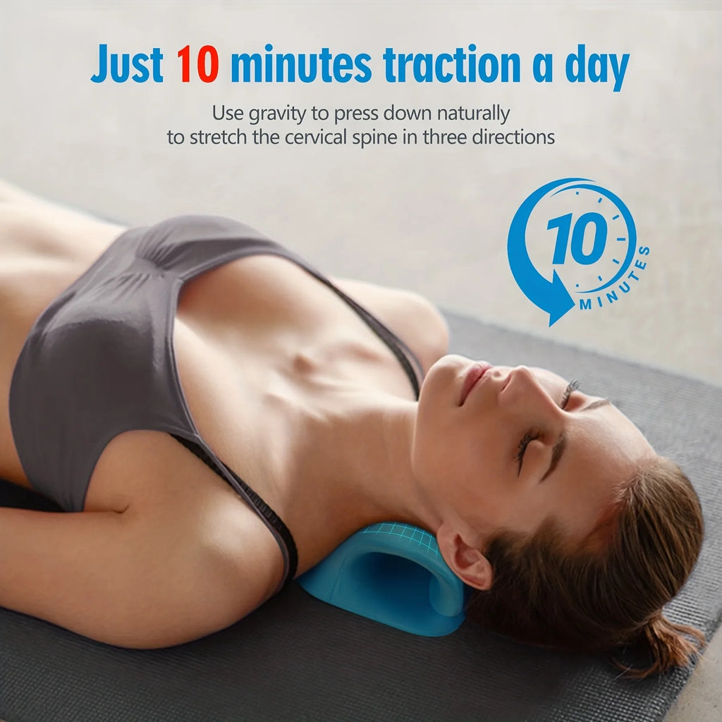 Eva Neck And Shoulder Relaxer, C-Shape Cervical Traction Device, Relax Spine Alignment, Chiropractic Pillow Stretcher Massager - TechSmartX