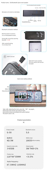 Wireless Bluetooth Speaker Small Mini Alarm Clock Portable Cannon Mini Voice Broadcast the Card Instert Vehicular Audio System W - TechSmartX