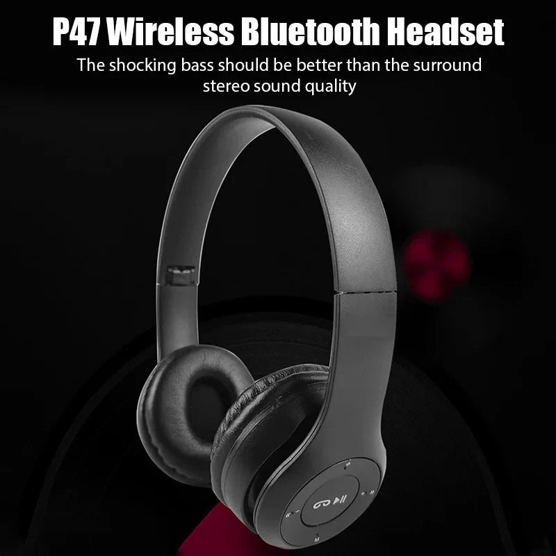 P47 Wireless bluetooth headphone With Mic Headsets Stereo Sound Earphones Sports Gaming Headphones Supports PC Smartphone - TechSmartX