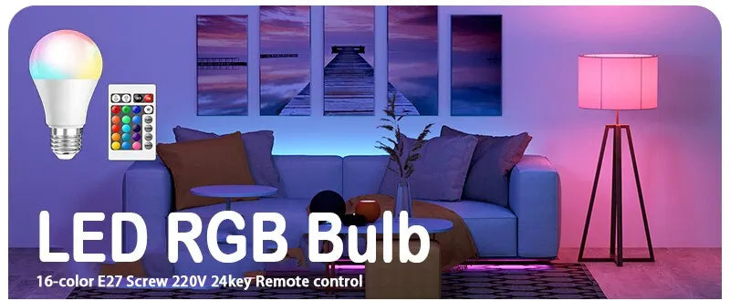 LED RGB Light Bulb AC 220V 230V E27 Bombillas LED  IR Remote Control Changeable Colorful RGBW Led Lamp Spotlight Bulb - TechSmartX