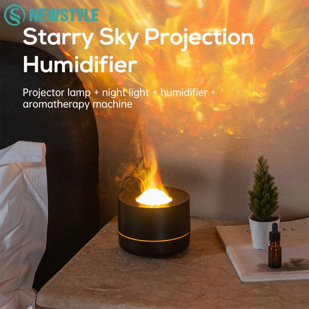 New Starry Sky Projection Air Humidifier with Colorful Gradient Night Light USB Delicate Water Mist Essential Oil Aroma Diffuser - TechSmartX