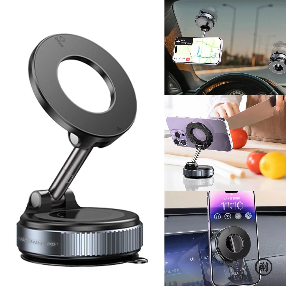 Car Phone Magnetic Stand Mechanical Vacuum Suction Cup Rotate 360° Magnetic Adsorption Bracket Navigation Universal Holder - TechSmartX