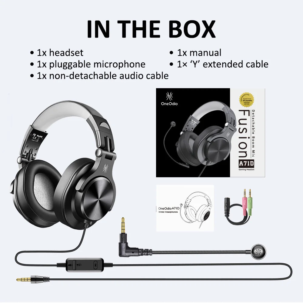 Oneodio Wired Gaming Headset Gamer 3.5mm Over-Ear Gaming Headphones With Detachable Microphone For PC Computer PS4 Xbox - TechSmartX