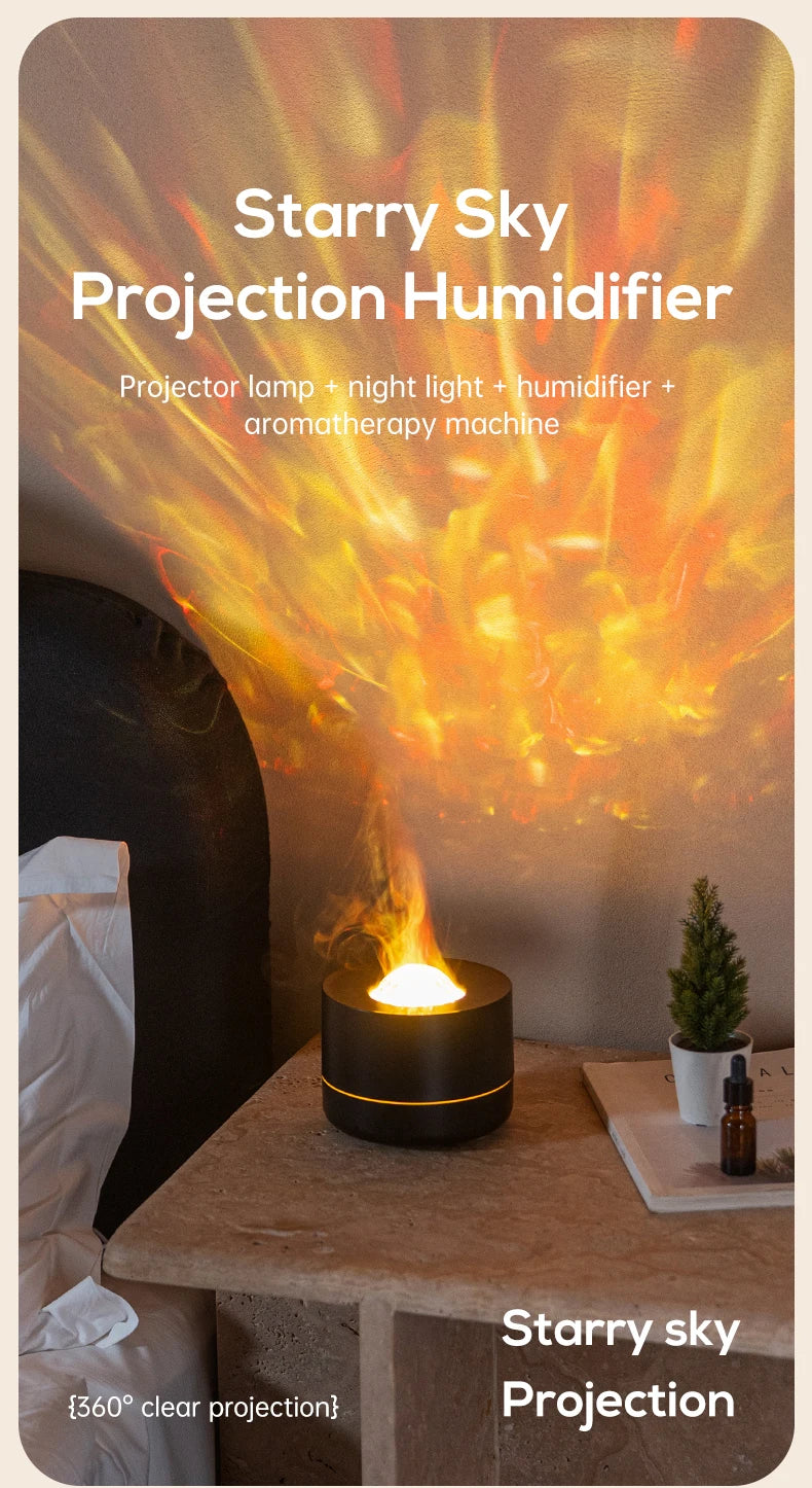 New Starry Sky Projection Air Humidifier with Colorful Gradient Night Light USB Delicate Water Mist Essential Oil Aroma Diffuser - TechSmartX
