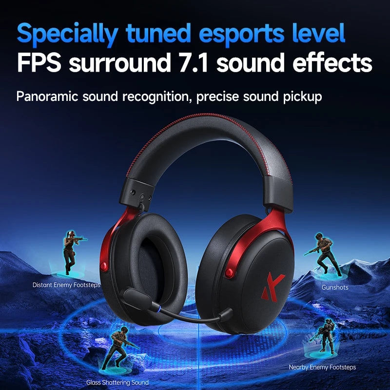 MCHOSE V9 Pro Gaming Headset, Over-Ear Quad-Mode Wireless Bluetooth Headphones for PC with Microphone (Delta Style) - TechSmartX