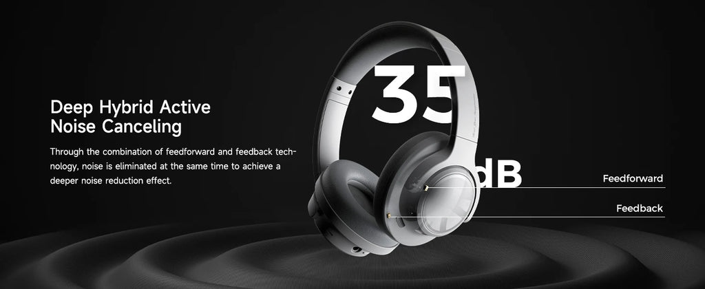 SoundPEATS Space Headphones Bluetooth 5.3 Hybrid Active Noise Cancelling Wireless Headphone,123H Play,Mic,Multipoint Connection - TechSmartX