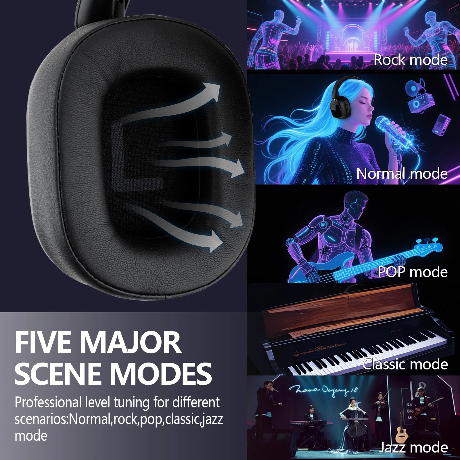 Siindoo Hybrid Active Noise Cancelling Headphones JH-ANC930Plus Wireless gunmetal With Multi Magnetic Touch Control LED Screen - TechSmartX