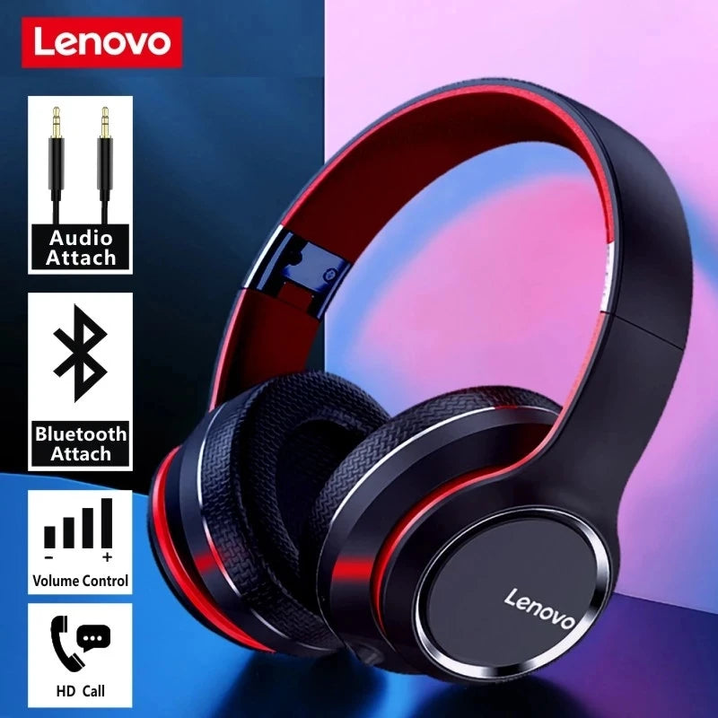 Lenovo HD200 Bluetooth Earphones Over-ear Foldable Computer Wireless Headphones Noise Cancellation HIFI Stereo Gaming Headset - TechSmartX