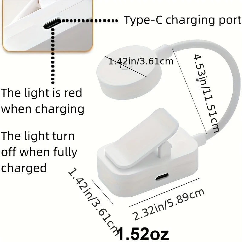Folding Mini Clip Book Lamp USB Rechargeable LED Night Light 3 Modes Eye Protection Stepless Dimmable Flexible Bedroom Reading - TechSmartX