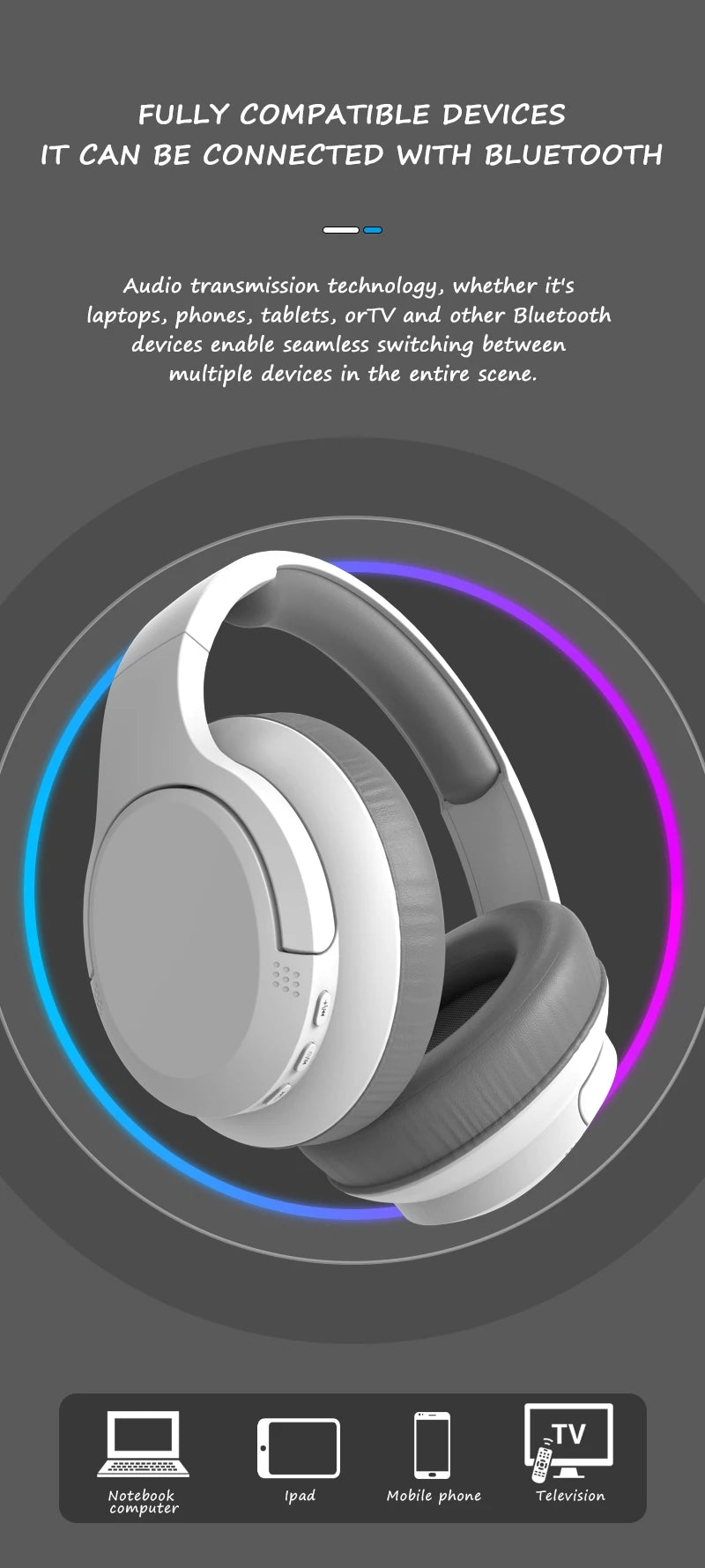 LDON Wireless Headphones Bluetooth 5.3 Hi-Res Audio Over Ear Headset Earphones - TechSmartX