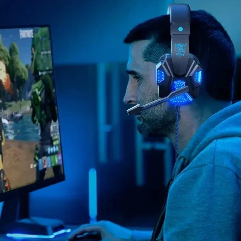 RGB Gaming Headset with Microphone Over-Ear Wired Headphones Drivers Lightweight for PC PS5 Xbox Switch - TechSmartX