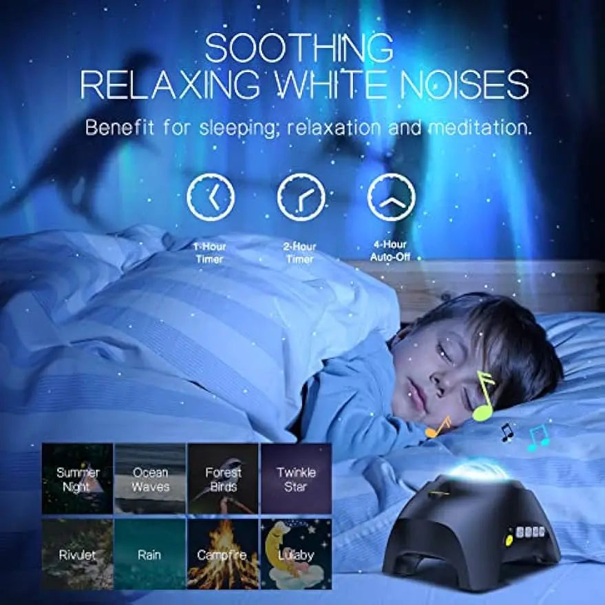 Galaxy Aurora Projector with 33 Light Effects, Bluetooth Speaker, White Noise for Bedroom Decor and Relaxation - TechSmartX