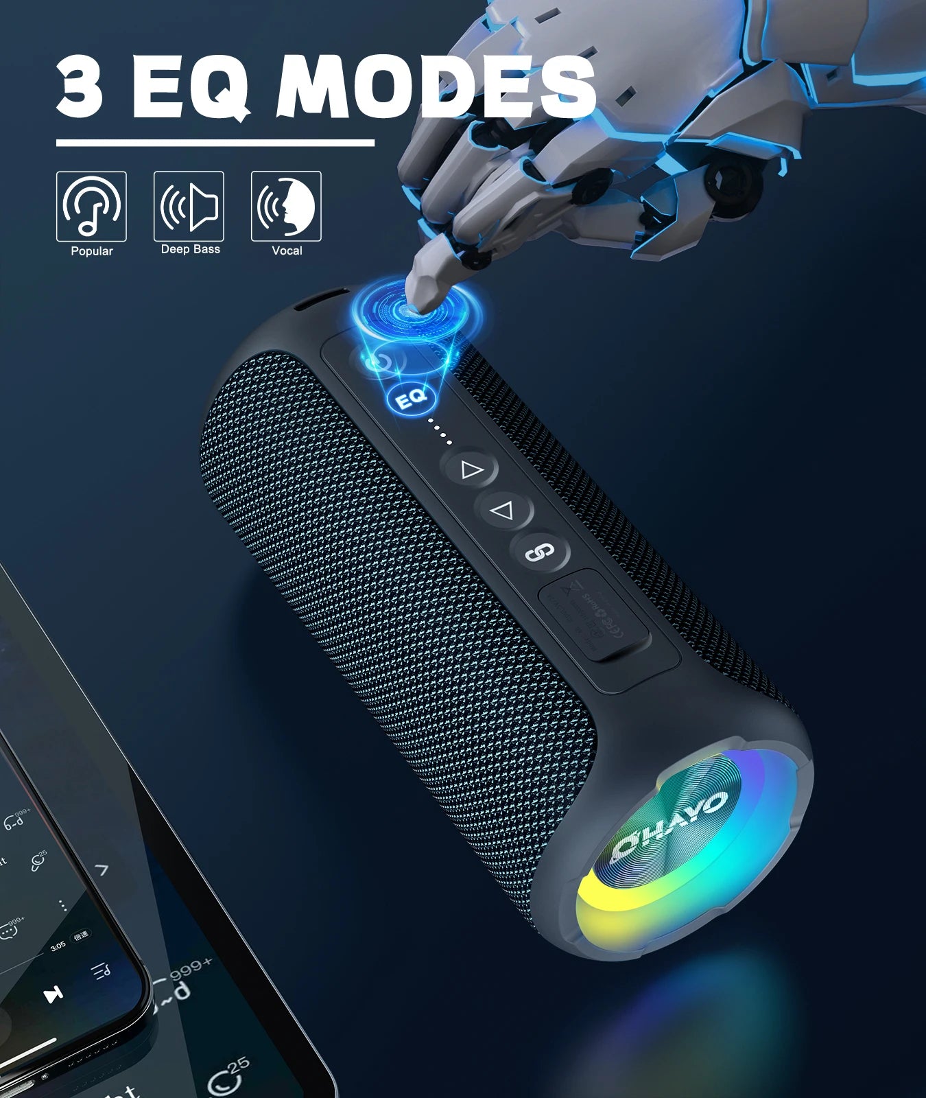 Ortizan Bluetooth Speakers 40W Enhanced Bass Portable Outdoor Wireless Speaker 30Hrs IP7 Waterproof Shower Speaker Bluetooth 5.3 - TechSmartX