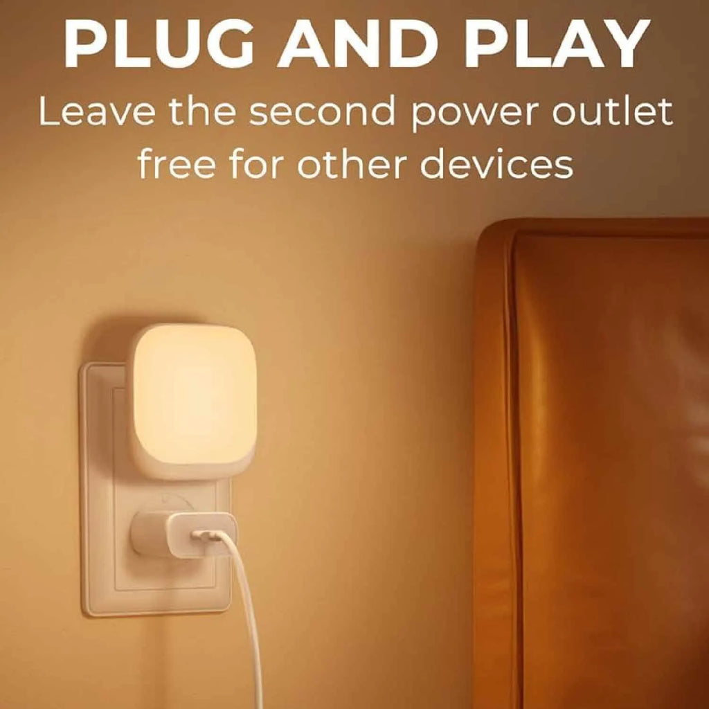 1pc Night Light Socket with Twilight Sensor, Night Light with 3 Brightness Dimmable for Bedroom, Hallway, Kitchen, Living Room, - TechSmartX