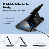 Stație de încărcare rapidă wireless 3 în 1, 30W, pliabilă, pentru iPhone 15 14 13 12 11, Apple Watch 9 8 7 6 5, Airpods Pro