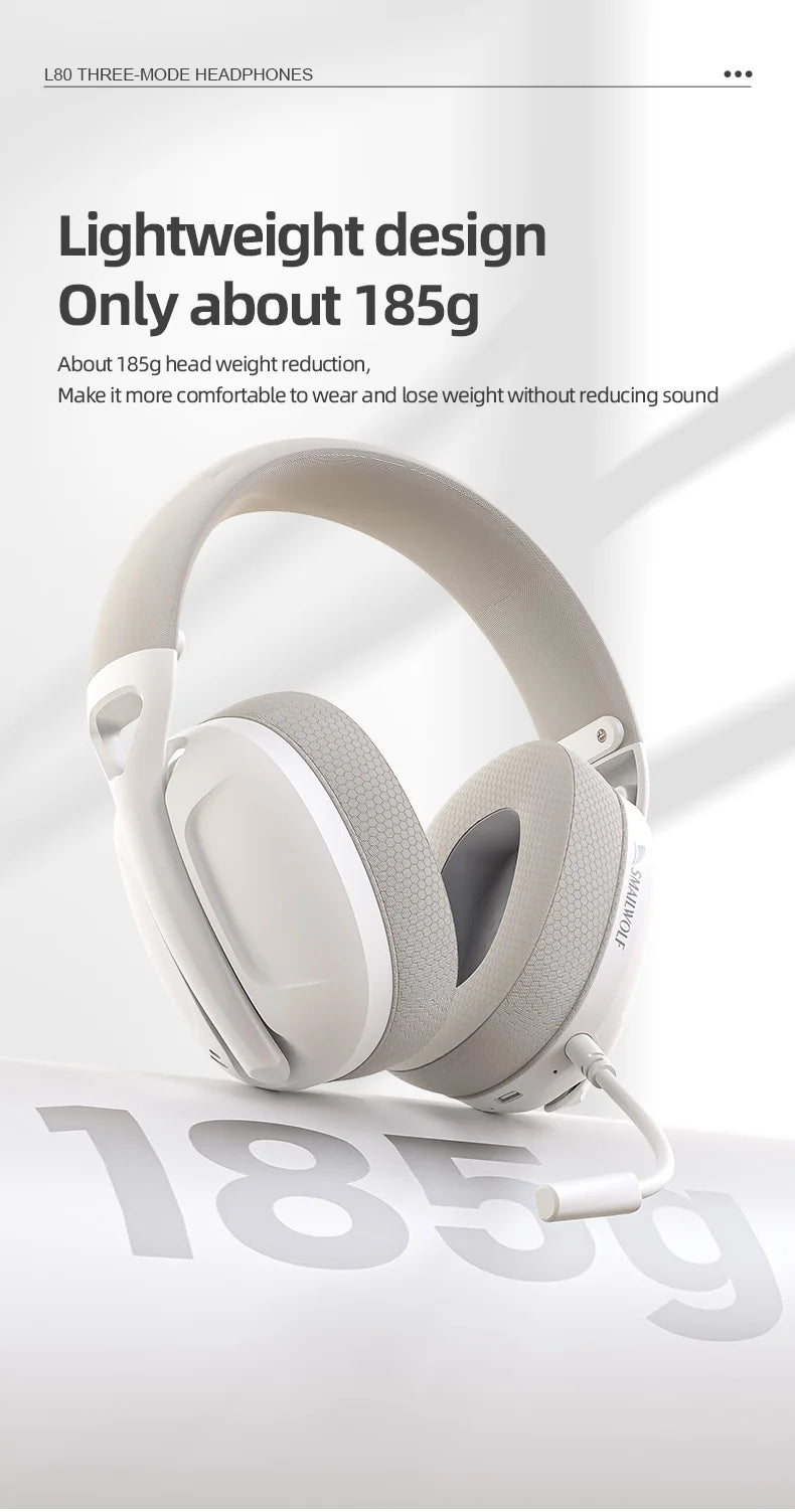 SmailWolf-L80 Bluetooth wireless three-mode headphones headset lightweight headset 2.4G gaming headsets sports bass - TechSmartX