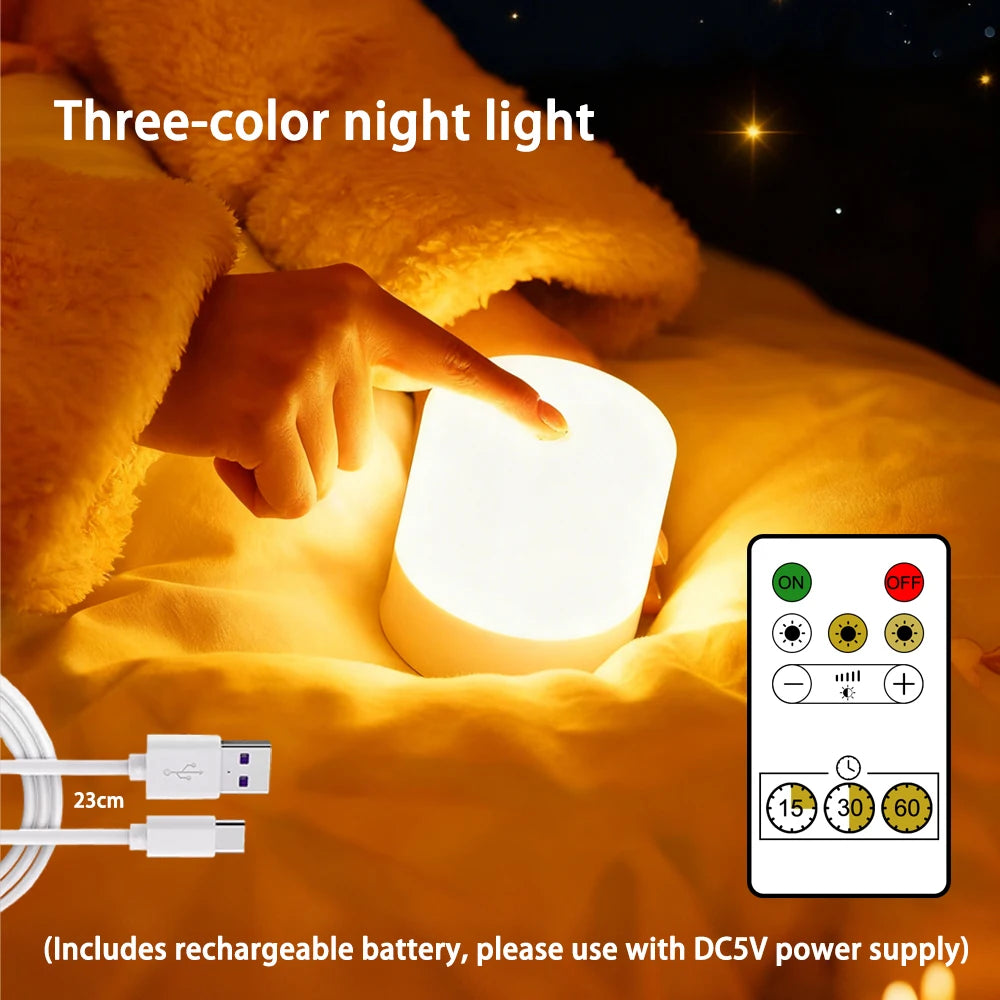 LED Night Light Dimmable Rechargeable/Plug-in Desktop Bedroom Bedside Lighting Decorative Touchscreen Reading RGB Desk Lamp - TechSmartX